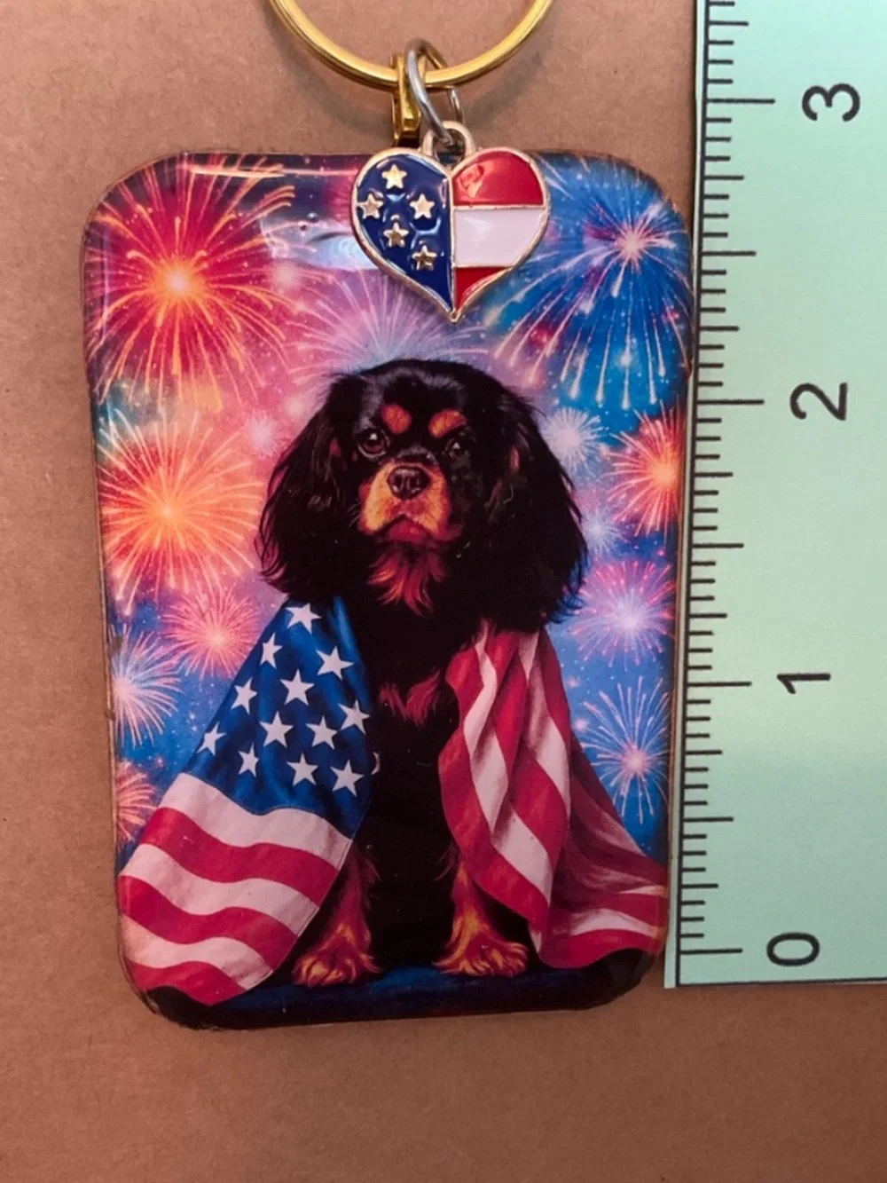 Cavalier King Charles Spaniel black & tan keyring / purse charm handmade / Sally